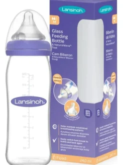 Lansinoh - lasinen tuttipullo 240ml, 3kk+