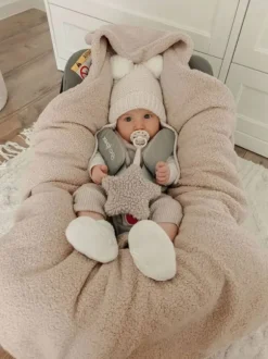 Lämmin nallenkorva boucle turvakaukalon viltti – beige