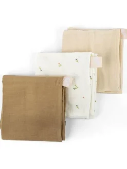 Luomupuuvillainen harso 3-Pack, cream | DOOMOO